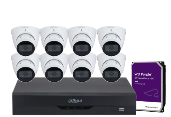 Dahua x8 4MP AI CCTV Kit with 8-Channel WizSense NVR, Vari-Focal Eyeball Cameras & HDD – IPC-HDW3441T-ZAS + DHI-NVR4108HS-8P-AI/ANZ