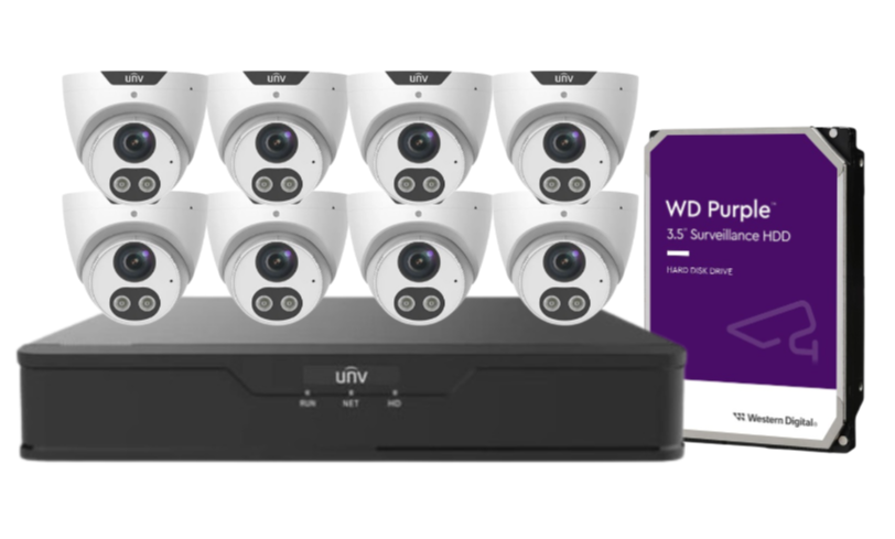 Uniview x8 8MP Tri-Guard CCTV Security Camera Kit with 8-Channel NVR, Smart AI Detection, Night Vision, and HDD / IPC3618SB-ADF28KMC-I0