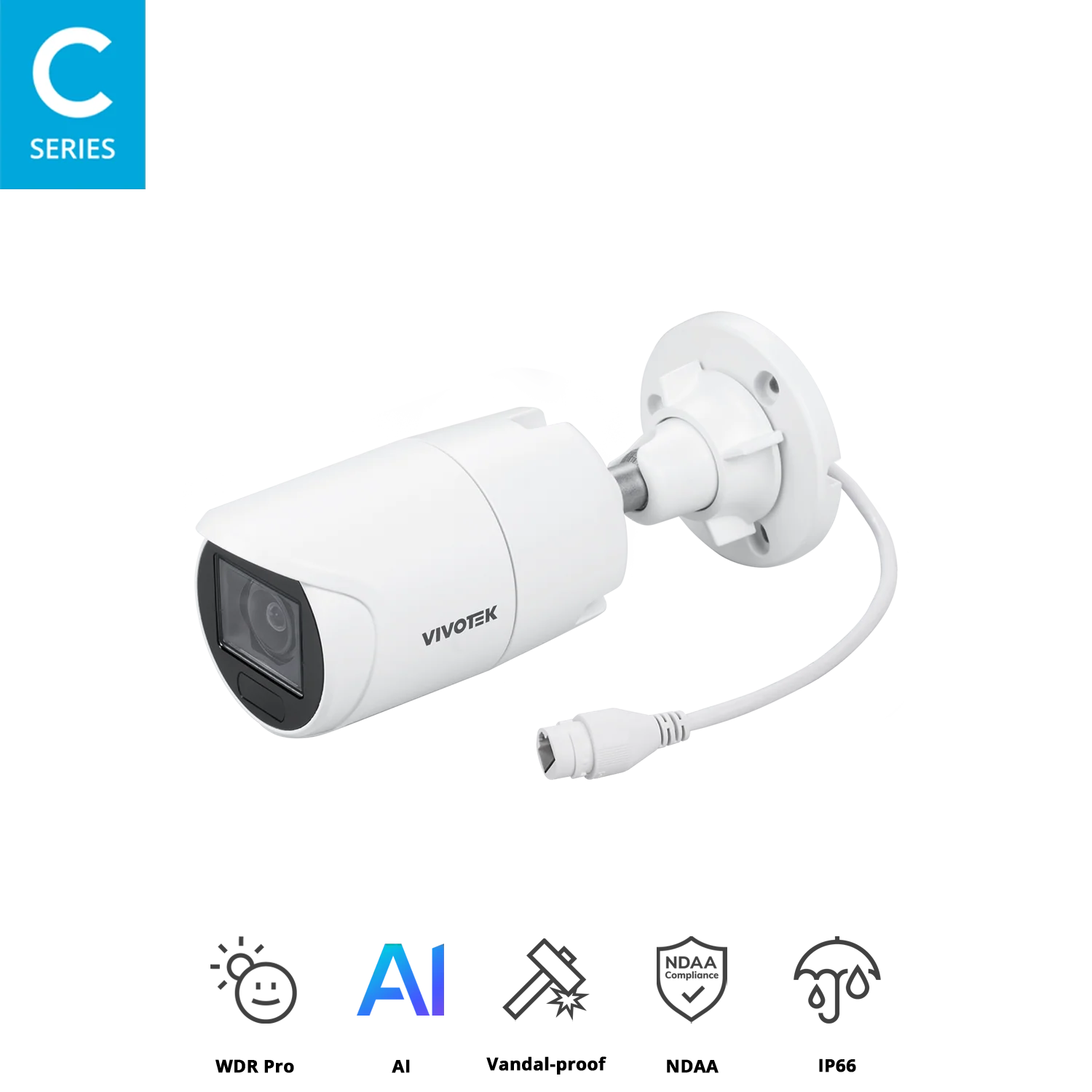 VIVOTEK IB9383-HTV 5MP Bullet Network Camera – SNV, WDR Pro, 30M Smart IR, AI VCA, Motorized Varifocal Lens