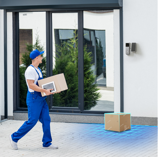 EZVIZ EP3x Pro battery-powered video doorbell with dual lenses, 2K resolution, and smart detection for home security.