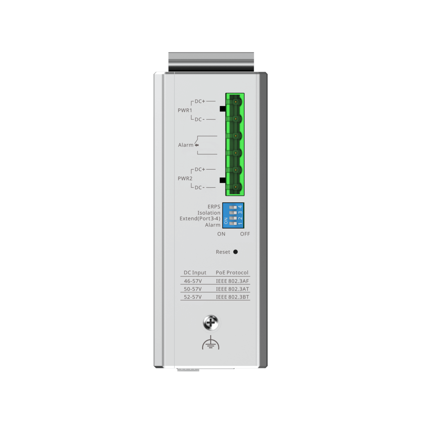 RG-NIS2100-4GT2SFP-HP 6-Port Cloud Managed Industrial Switch – 1 PoE++ Port, 3 PoE+ Ports, 2 SFP Uplinks, 90W PoE Output, Industrial-Grade