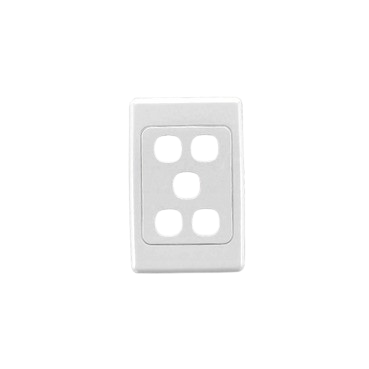 DATAMASTER® P4605WHI Five Gang Wall Switch Plate – White | 5-Port, Flush Mount, AS/NZ 3133 Compliant, Supports Cat6 & IDC Jacks