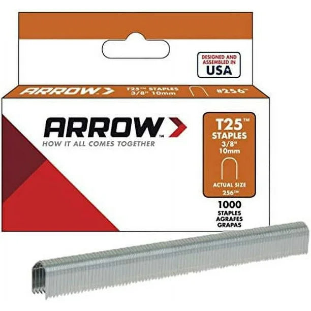 Arrow T25 3/8" (10mm) Round Crown Staples – 1000 Pack | Heavy-Duty Galvanised Steel for Low Voltage Cable Applications – ART25/38