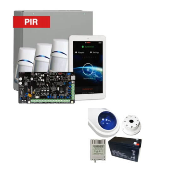 Bosch Solution 4000 Alarm Kit with ICP-SOL4-P Panel, IUI-SOL-TS7 7" Touchscreen Keypad, 3x ISC-BPR2-W12 PIR Detectors & Siren Kit – K4000-3PIR-TS7
