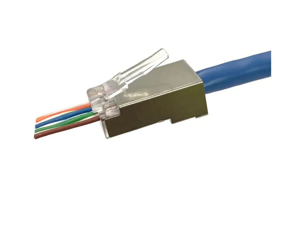 CABAC CAT6A SHIELDED FEED THROUGH RJ45 PLUG PACK QTY 25