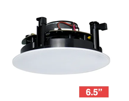 CMX, 6.5" Frameless Coaxial HiFi speaker, Ceiling mount, 30/60W, 6.5" (160mm), 1" (25mm) tweeter, includes white frameless metal grille, Rota-clamp mounting, 60-20KHz response, 8 Ohm, cutout 205mmPart Number: CSK-613HR