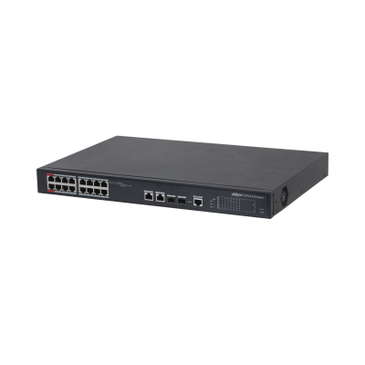 DAHUA DH-PFS4218-16ET-240-V3 16PORT ( 18P) SWITCH 240W POE switch BUDGET 16X POE+ (2X HI-POE/ POE++) PLUS 2X 1G SFP/ FIBRE PORT 2X1G UPLINK COMBO L2 MANAGED 240VAC/36-72VDC