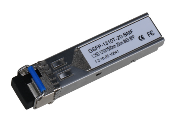 Dahua GSFP-1310T-20-SMF gigabit optical module for fiber networks, with LC connector, 20km range, 1310nm Tx, 1550nm Rx.