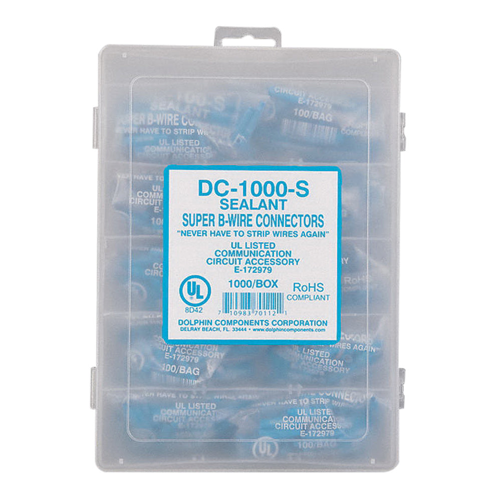 Dolphin DC-1000-S Super B Gel-Filled Connector – 16-24AWG, Blue, 1000-Pack, UL Listed, Weatherproof for Wet Areas