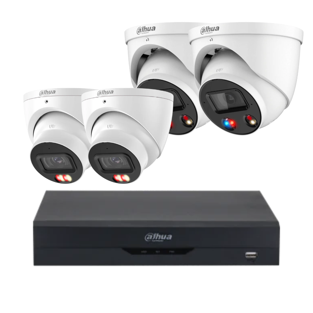 Dahua 6MP AI CCTV Kit Builder – Custom 4 Channel WizSense Surveillance System with AI Colour Night vision with Active Deterrence TiOC (DHI-NVR4104HS-P-AI/ANZ / IPC-HDW3667EM-S-IL-ANZ / HDW3649H-AS-PV-ANZ-S2)
