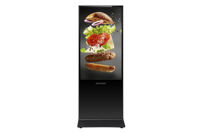 Hikvision DS-D6043UL-B/S 43" UHD Floor-Standing Digital Signage – Touch-Free Display with Tempered Glass & Remote Control