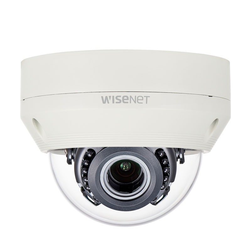 Hanwha Wisenet HD+ 2MP AHD Outdoor Dome Camera – WDR, 30m IR, IP66, IK10, 3.2–10mm Motorised Varifocal Lens
