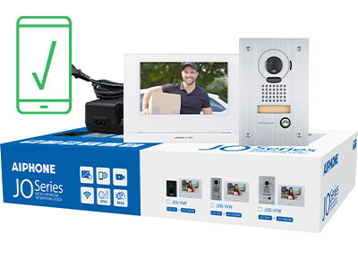 Aiphone JOS-1FW Mobile-Ready Box Set with Flush-Mount Door Station 7″ Wireless Video Intercom Kit.