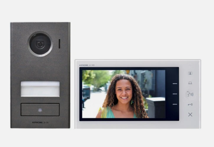 Aiphone JVS-1V JV Series Colour Video Intercom Kit – 7" Hands-Free Monitor, Vandal-Resistant Surface Door Station & Picture Memory