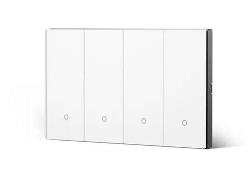 KONEC K118 Zigbee 4 Gang Smart Light Switch – Brushed Metal Black / Glass White, Large NDIS-Approved Buttons, Blue LED – KGD-K118-4G-ALU-BL-Z