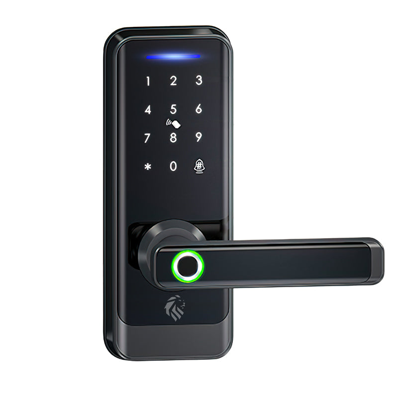 LIONHEAD Rathdowne Digital Door Lock Black – Smart Fingerprint, PIN Code, Bluetooth, Wi-Fi (via Gateway), RFID Card & Key Access Digital Entrance Lock LHL-ER5-B-RATHDOWNE