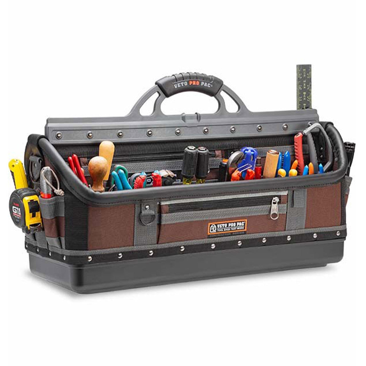 Veto Pro Pac OT-XXL Contractor Series HVAC Tool Bag – 58 Tiered Pockets, Open Style, Rugged Build for Technicians (648x241x432mm)