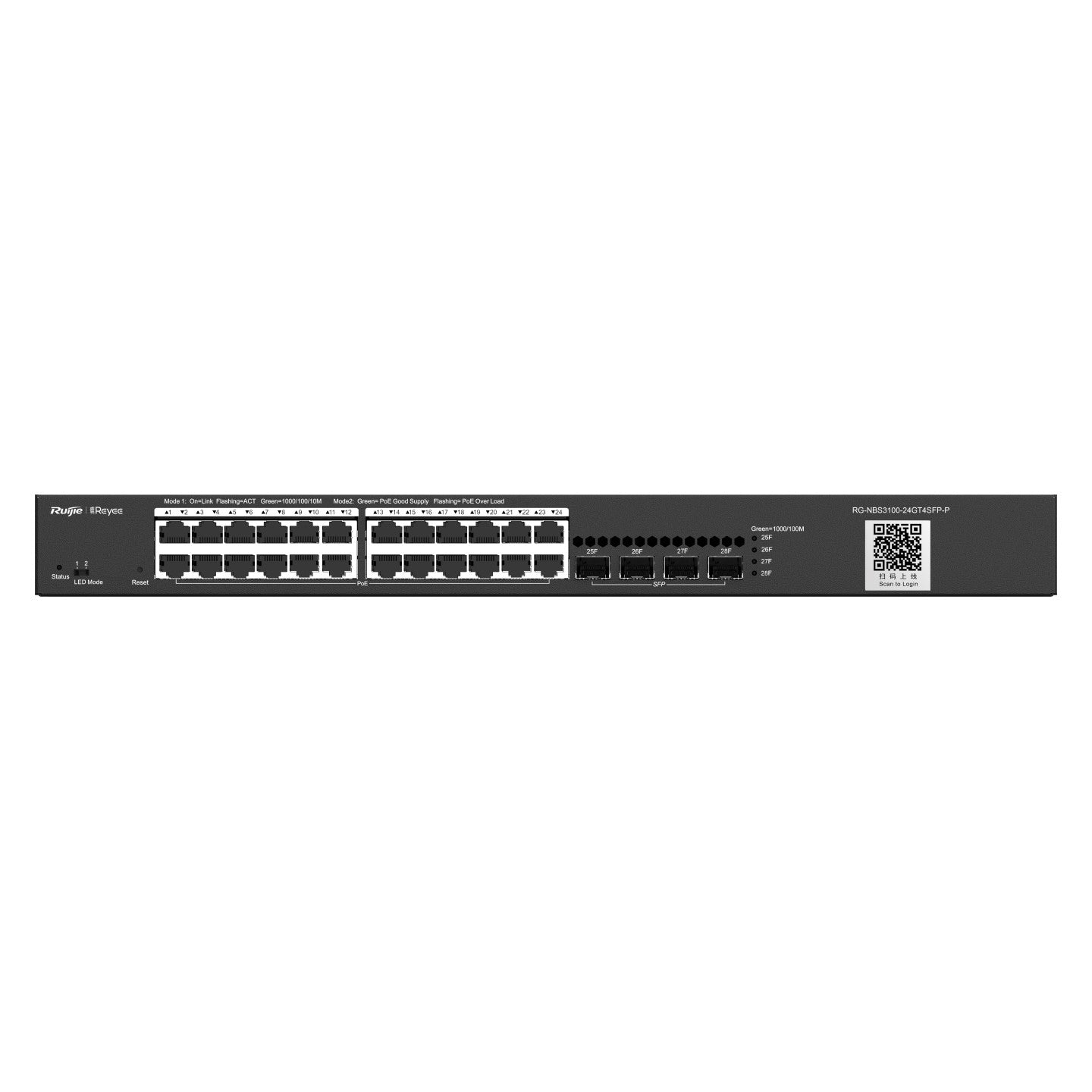 Ruijie RG-NBS3100-24GT4SFP-P, 28-Port Gigabit Layer 2 Cloud Managed PoE Switch