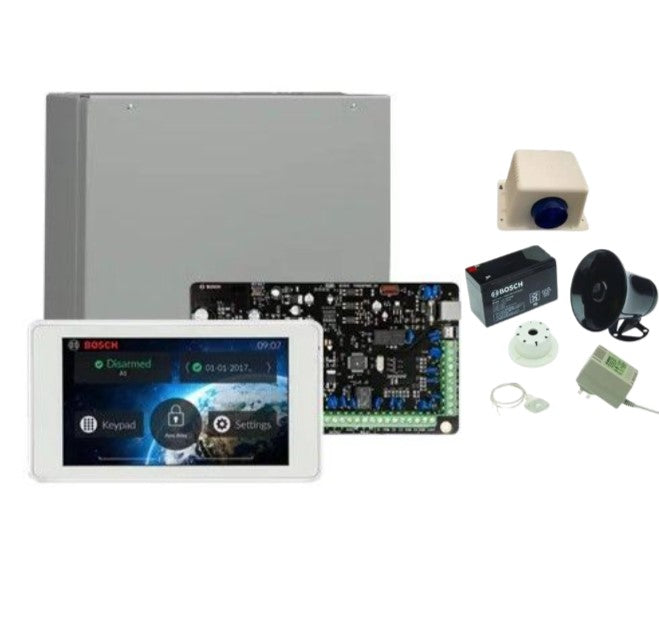 BOSCH, Solution 2000 Alarm kit Includes ICP-SOL2-P panel, IUI-SOL-TS5 LCD 5" Touchscreen keypad+ Siren kit