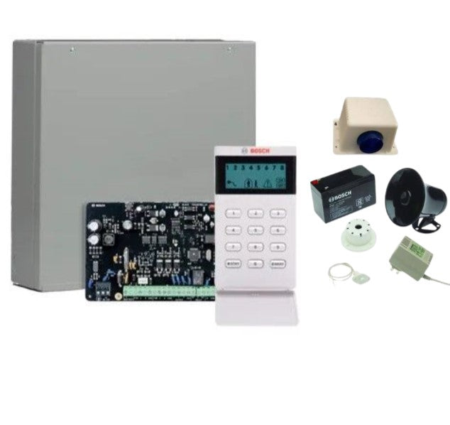 BOSCH, Solution 3000, Alarm kit, Includes ICP-SOL3-P panel, IUI-SOL-ICON LCD keypad, MW300 metal cabinet + Siren kit