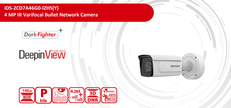 Hikvision 4MP Outdoor DeepInView Bullet AI CCTV Camera (iDS-2CD7A46G0-IZHS(Y))