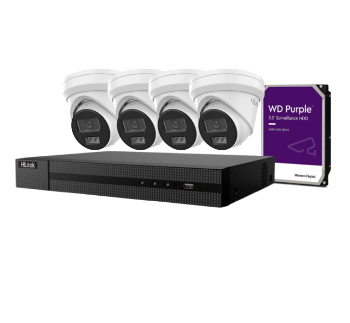 Hilook up to 4x 6MP CCTV Camera Kit with HDD, IPC-T262H-MU , NVR NVR-104MH-C/4P(B)