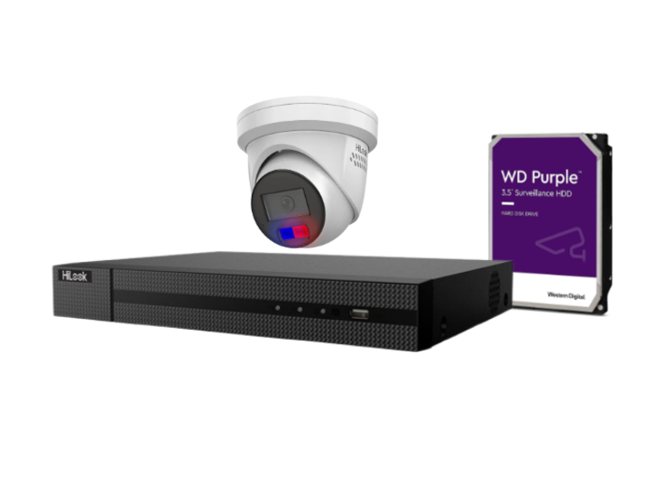 HiLook 6MP CCTV Camera Kit 4x All in one Camera, 4 channel NVR and HDD, IPC-T269H-MU/SL 6MP, HL-NVR-104MH-C/4P(B)