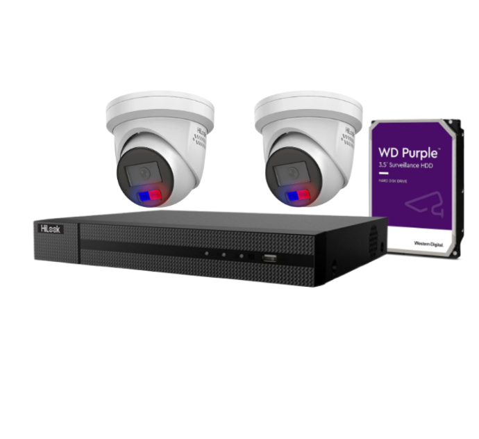 HiLook 6MP CCTV Camera Kit 4x All in one Camera, 4 channel NVR and HDD, IPC-T269H-MU/SL 6MP, HL-NVR-104MH-C/4P(B)