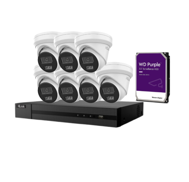 HiLook 8x 6MP Camera kit with 8 Channel NVR including HDD. IPC-T262H-MU, NVR-108MH-C-8P