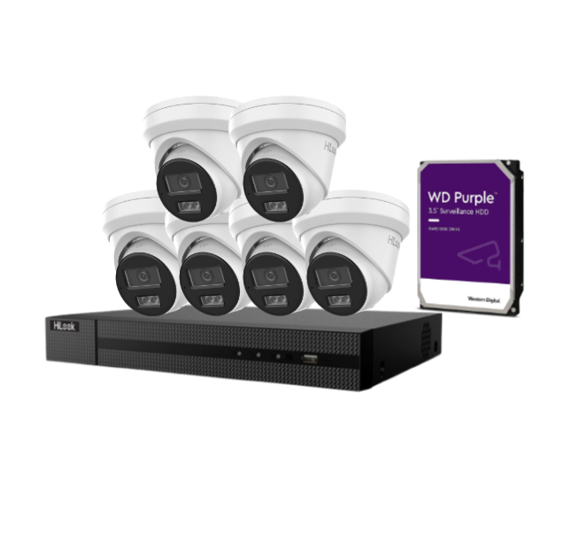 HiLook 8x 6MP Camera kit with 8 Channel NVR including HDD. IPC-T262H-MU, NVR-108MH-C-8P