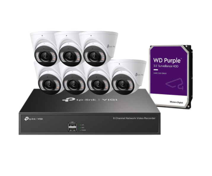 TP-Link UP TO-8-Camera 4MP CCTV Kit with VIGI C445 AI Turret Cameras + 8-Channel PoE NVR with HDD – Complete Smart Surveillance Solution