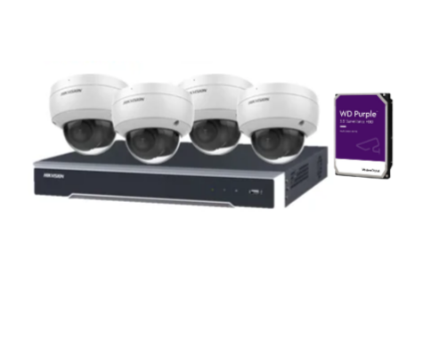 HIKVISION 4 Channel HD-IP 6MP 4x CCTV Camera Dome Kit DS-2CD2166G2-I-2.8 with 4TB HDD