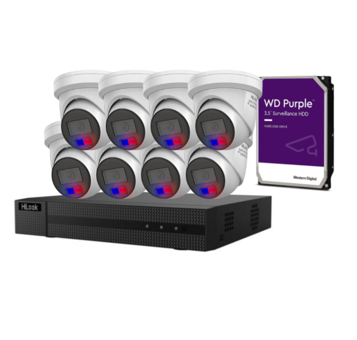 Hilook up to 8x 6MP All-in-One CCTV Kit with 8 Channel NVR with HDD (IPC-T269H-MU/SL)