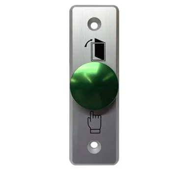 Stainless Steel Door Exit Switch Plate with Green Low‑Profile Mushroom Button – AW100112