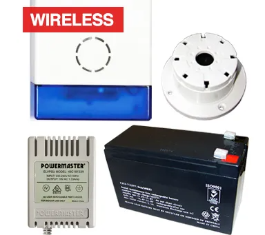 Wireless K000W Alarm Accessory Bundle – WP70A Wireless Siren & Strobe, 7AH Battery, 18V AC Plug Pack, Flush Mount Screamer