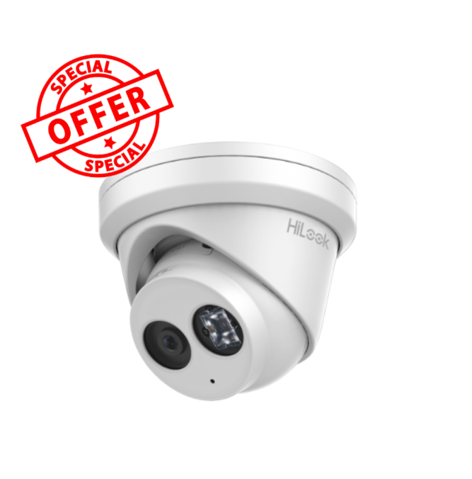 *SPECIAL OFFER HiLook IPC-T281H-MU 8MP AcuSense Turret IP Camera – 2.8mm Fixed Lens, H.265+, Built-in Mic, IR Night Vision, IP67, Smart Detection