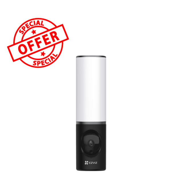 *SPECIAL OFFER EZVIZ LC3 4MP 2K+ Smart Floodlight Wi-Fi Camera with AI Human Detection, Color Night Vision, 32GB Built-in Storage, and Alexa Support – Outdoor Security IP65