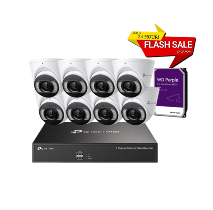 * 24 hour only sale TP-Link InSight S485 8MP CCTV Kit with 8 Turret Cameras + VIGI NVR1008H-8P 8-Channel PoE+ NVR + 6TB HDD | 4K Ultra HD | Full-Color Night Vision | Smart AI Analytics | IP67 Waterproof | H.265+ Compression | AU/NZ Ready