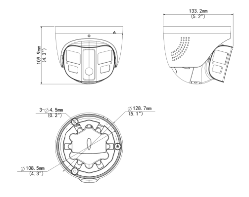 Uniview IPC3K28SE-ADF28KMC-DL-I0 4K 8MP ColorHunter Omniview Turret Network Camera with Warning Light & Speaker, Triguard, Prime-3