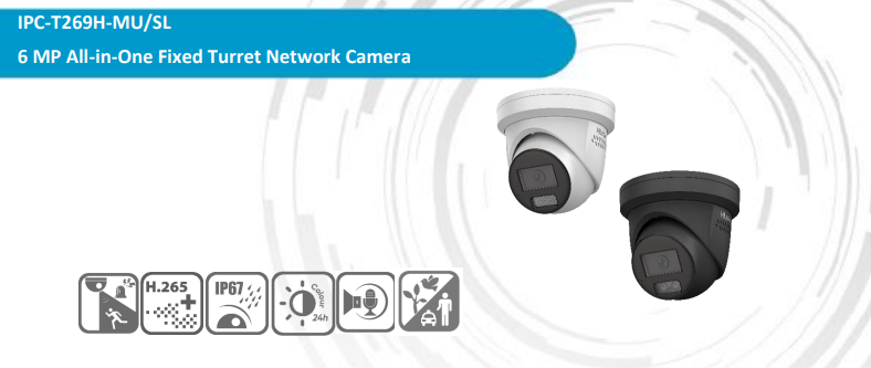 Hilook IPC-T269H-MU/SL(2.8mm)(HIK AUS) 6 MP All-in-One Fixed Turret Network CCTV IP Camera