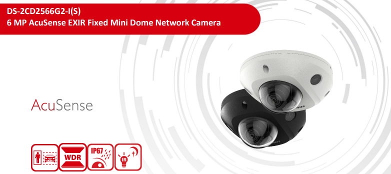Hikvision DS‑2CD2566G2-I(S) – 6 MP AcuSense Mini Dome Network Camera, EXIR IR, IP67, IK08, Audio & Alarm Interface - CCTV Importers