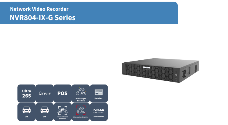 Uniview NVR804-64-IX-G 64 Channel IX Series SeekFree Network Video Recorder