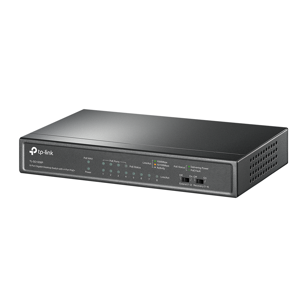 TP-Link TL-SG1008P 8-Port Gigabit Desktop Switch with 4-Port PoE | Fanless Silent Operation, 64W PoE Budget, Plug & Play