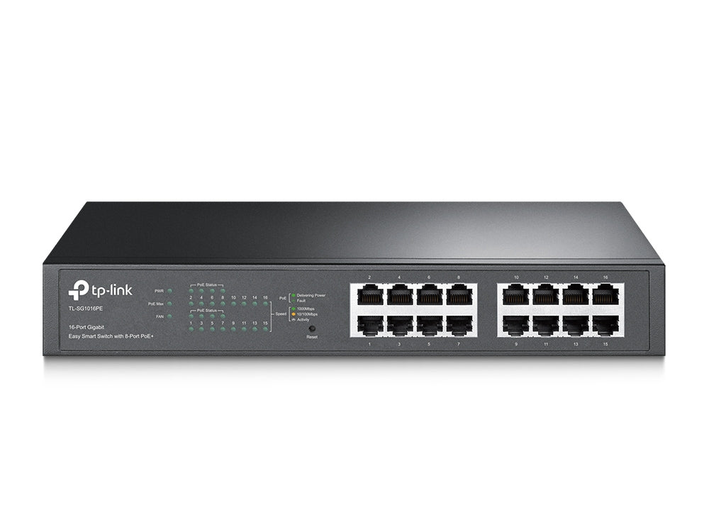 TP-Link TL-SG1016PE 16-Port Gigabit Easy Smart PoE Switch with 8-Port PoE+ | 110W PoE Budget, Web Management, Ideal for SMB Networks