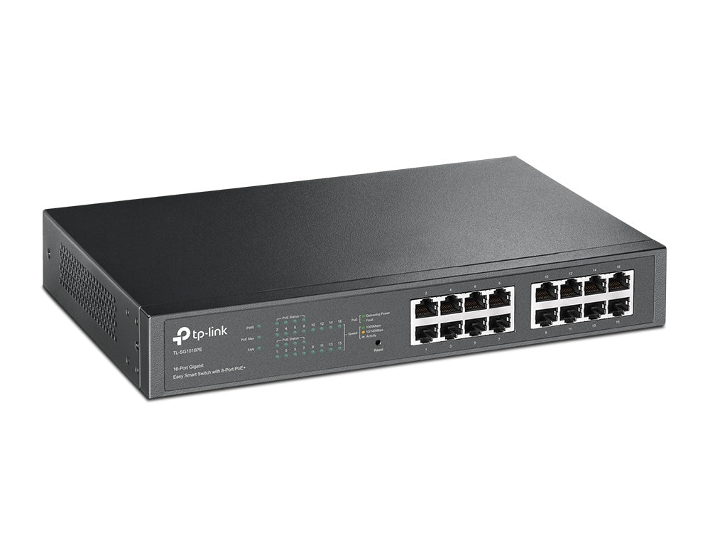 TP-Link TL-SG1016PE 16-Port Gigabit Easy Smart PoE Switch with 8-Port PoE+ | 110W PoE Budget, Web Management, Ideal for SMB Networks