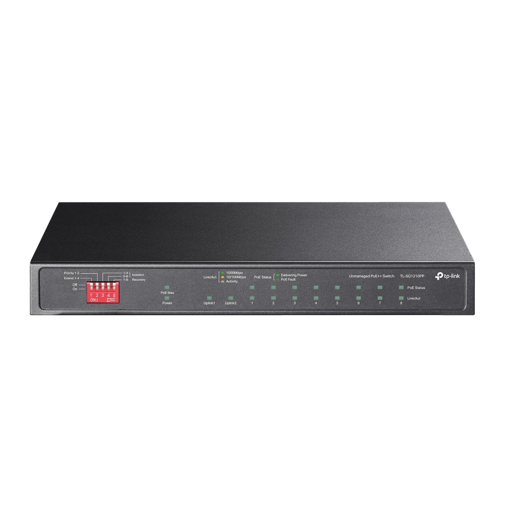 TP-Link TL-SG1210PP 10-Port Gigabit Desktop Switch with 6-Port PoE+ and 2-Port PoE++ | Fanless Design, 123W PoE Budget, Priority & Isolation Modes