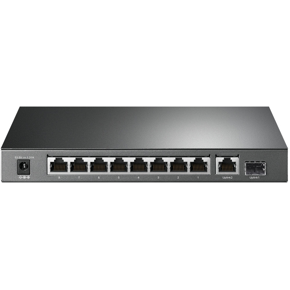 TP-Link TL-SG1210P 10-Port Gigabit Desktop Switch with 8 PoE+ Ports, 63W Budget, Gigabit SFP Slot, Fanless Silent Design – Ideal for SMB Networks, IP Surveillance, and IoT