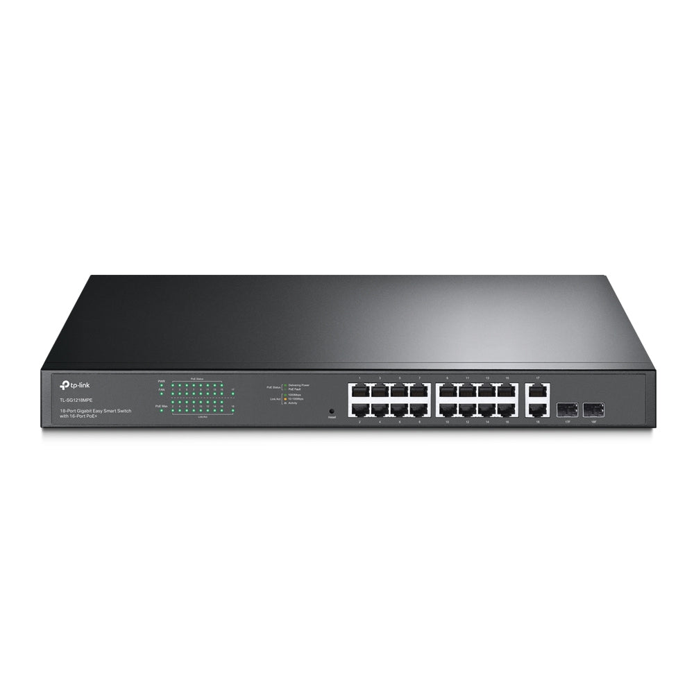 TP-Link TL-SG1218MPE 18-Port Gigabit Easy Smart Switch with 16-Port PoE+ | 250W PoE Budget, Intelligent Power Management, Ideal for SMB Networks