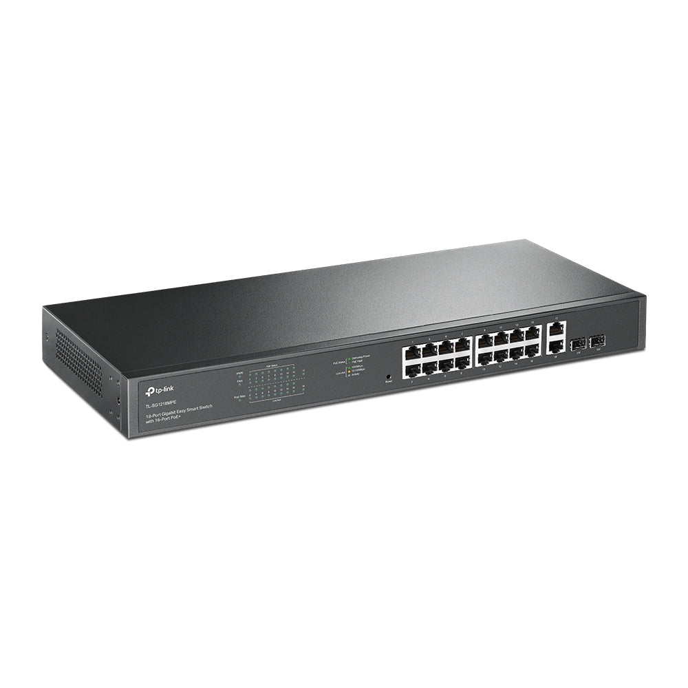 TP-Link TL-SG1218MPE 18-Port Gigabit Easy Smart Switch with 16-Port PoE+ | 250W PoE Budget, Intelligent Power Management, Ideal for SMB Networks