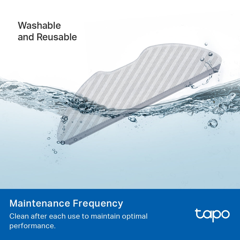 TP-Link Tapo RVA300 Washable Mop Cloth – 3-Pack | Compatible with RV30, RV20, RV10 Series | Reusable & Easy to Install – TAPO-RVA300
